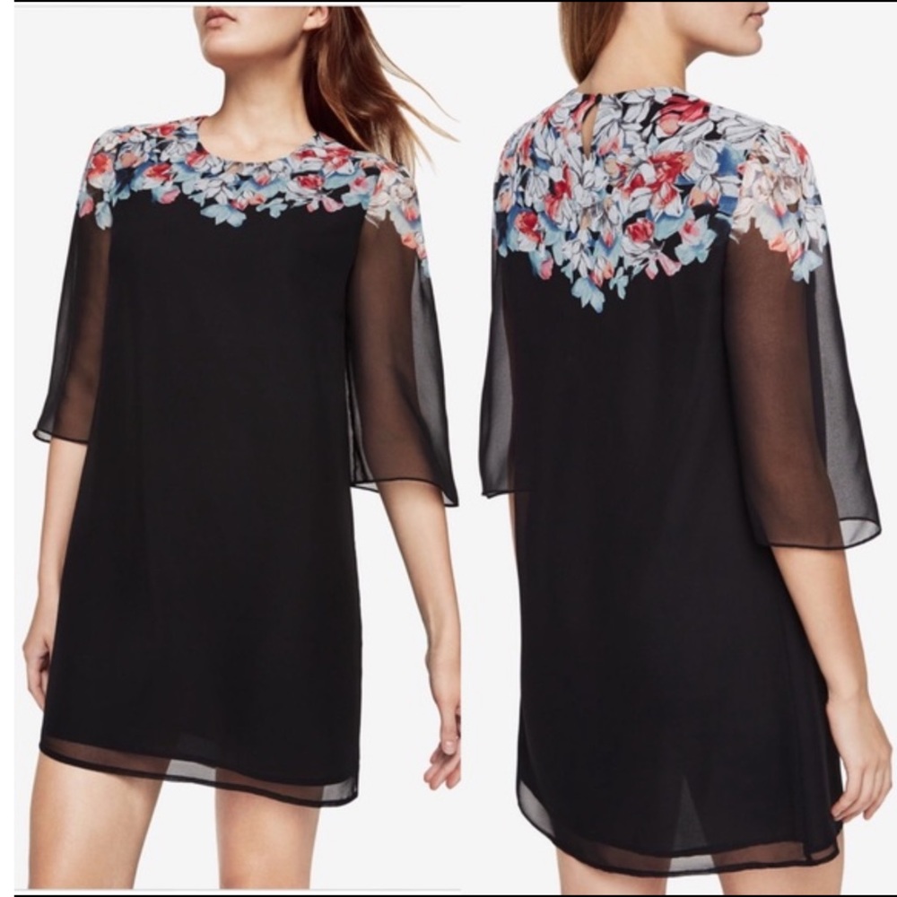 BCBGMaxAzria Alis Floral Print Shift Dress Lined Size XS
